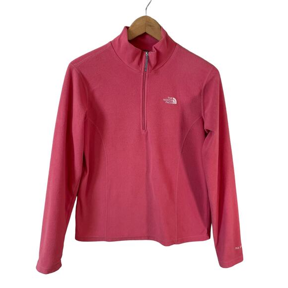 THE NORTH FACE Girl's TKA 100 Quarter Zip Pullover Sweater Pink Size XL Outdoor - Picture 1 of 8